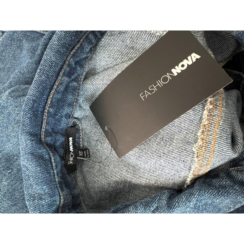 Fashion Nova Cropped Tweed Denim Jacket Skirt Set Raw Hem Size XS NWT - Picture 11 of 16